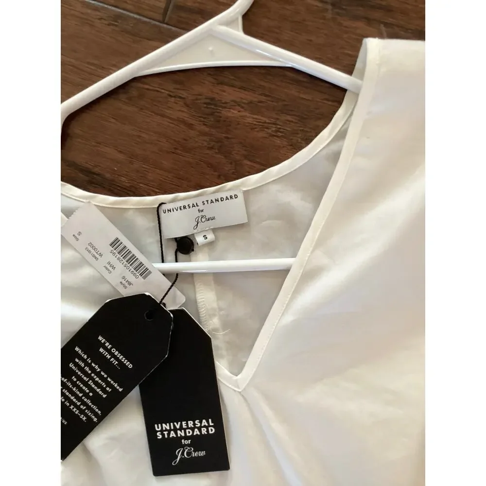 NWT Universal Standard X J. Crew Womens Tie Sleeve Poplin Blouse Top White Small - Picture 6 of 10
